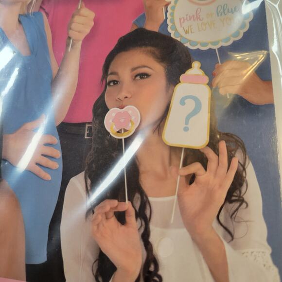 Baby Gender Reveal Selfie Scene Photo Props Set - 21 Pieces with Banner - Picture 10 of 13